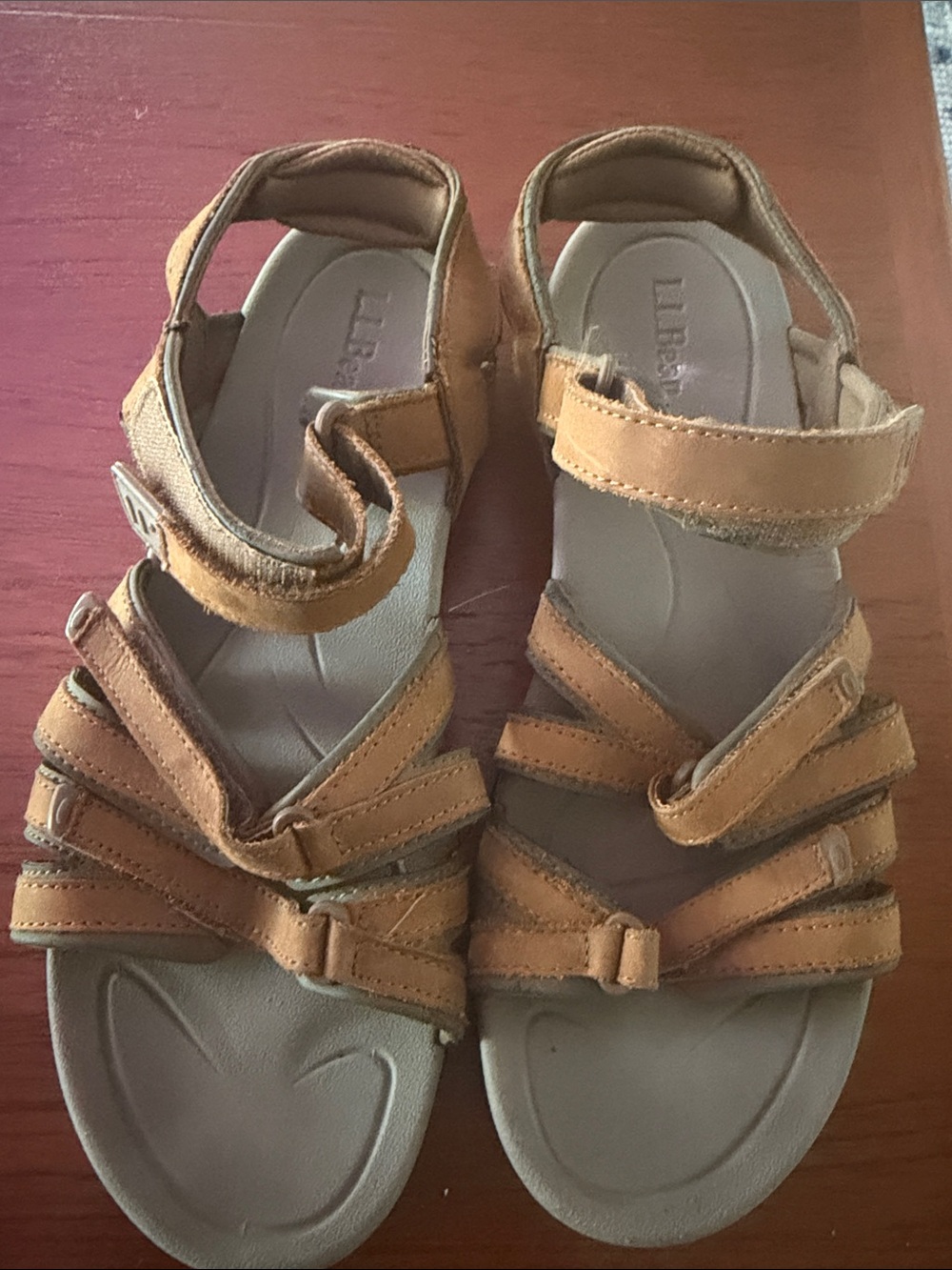 L.L. Bean Tan Multi-Strap Hook-and-Loop Women's Sandals